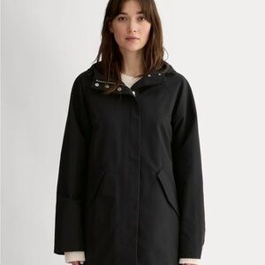 NWOT Everlane The City Anorak  Water Resistant Black Hooded Trench Jacket Medium